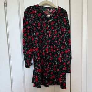 Cat and Jack Floral Kids Dress - Black and Red